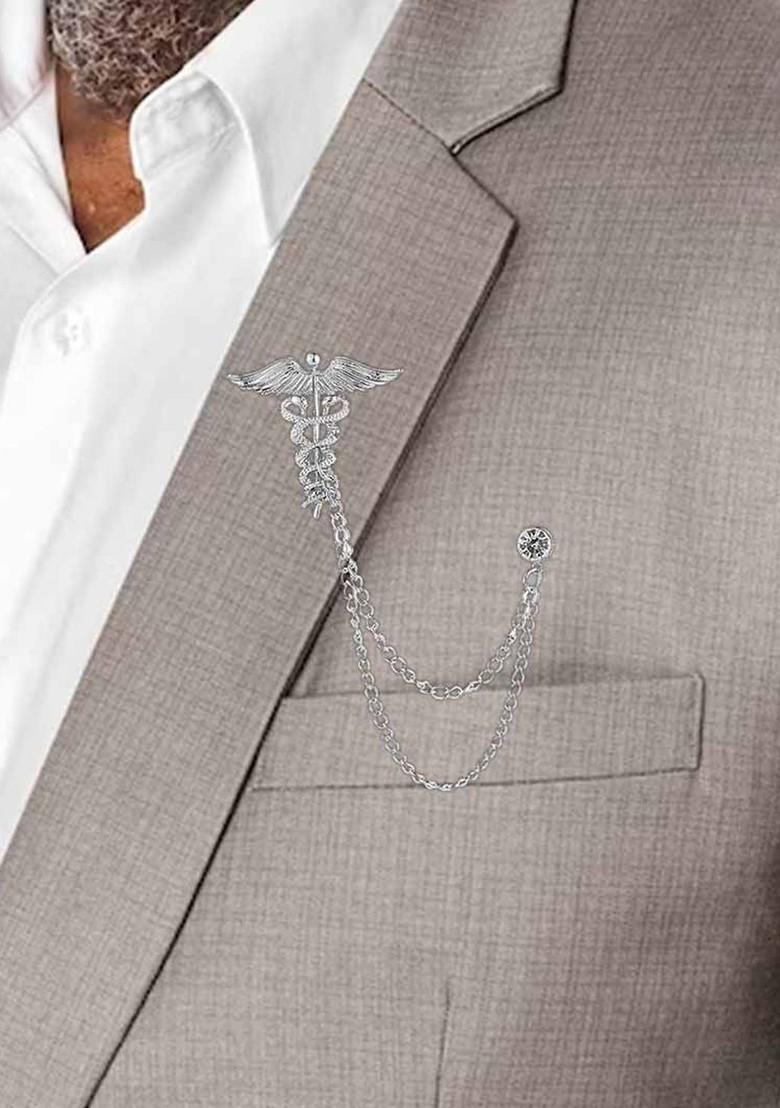 Silver Plated Zircon Studded Brooch