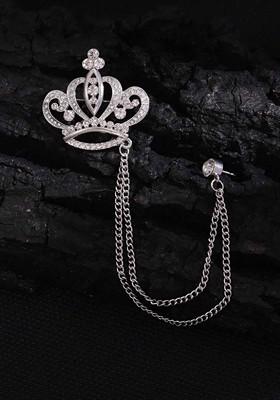 Silver Plated Zircon Studded Brooch