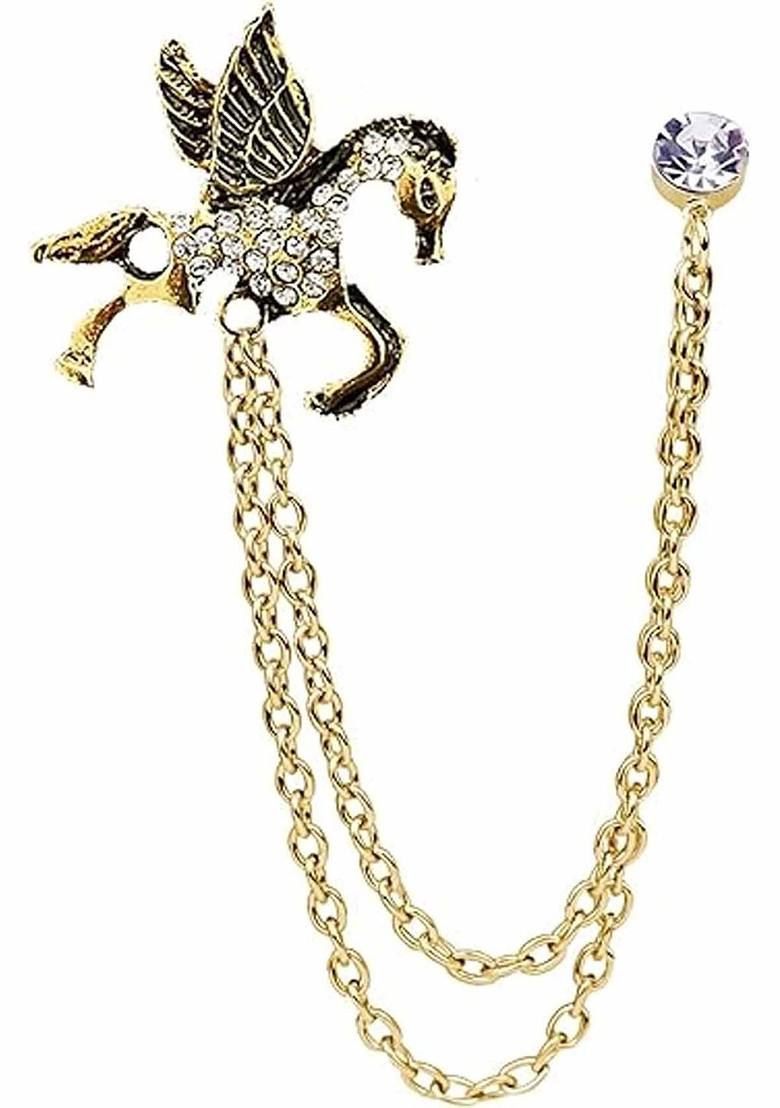 Gold Plated Zircon Studded Brooch