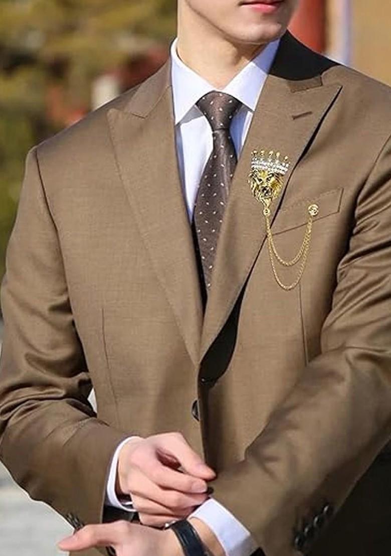 Gold Plated Zircon Studded Brooch