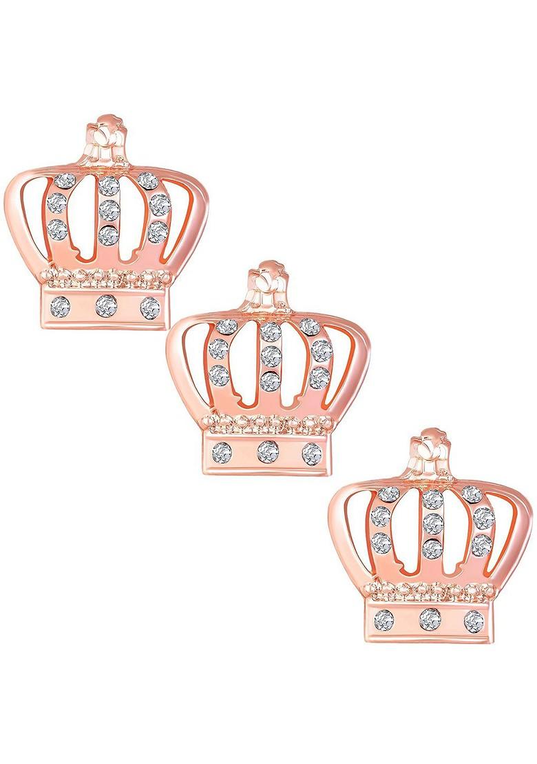 Set Of 3 Elegant Crown Brooch Collor Pin