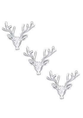 Set Of 3 Deer Face Shaped Wedding Brooch Lapel Pin Collor Pin