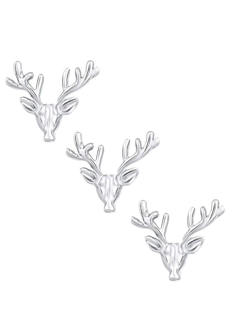 Set Of 3 Deer Face Shaped Wedding Brooch Lapel Pin Collor Pin