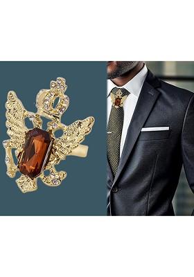 Real Stones Studded Tie Clip Brooch