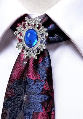 Real Stones Studded Tie Clip Brooch