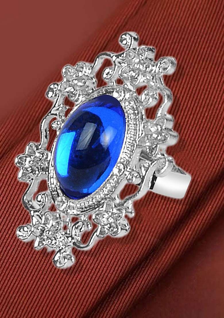 Real Stones Studded Tie Clip Brooch - Indya