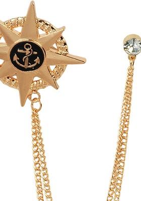 Men Gold Zircon Studded Tie Pin Statement Brooch