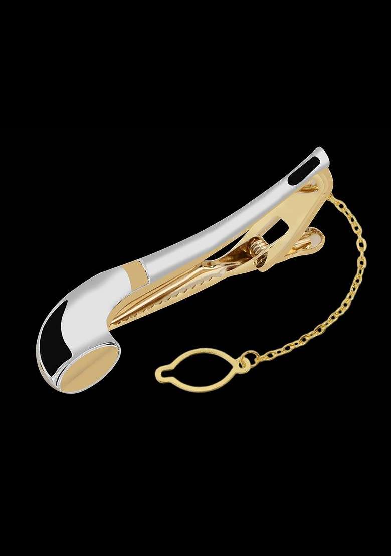 Men Silver Tie Pin Statement Brooch - Indya