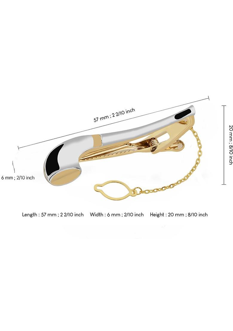 Men Silver Tie Pin Statement Brooch