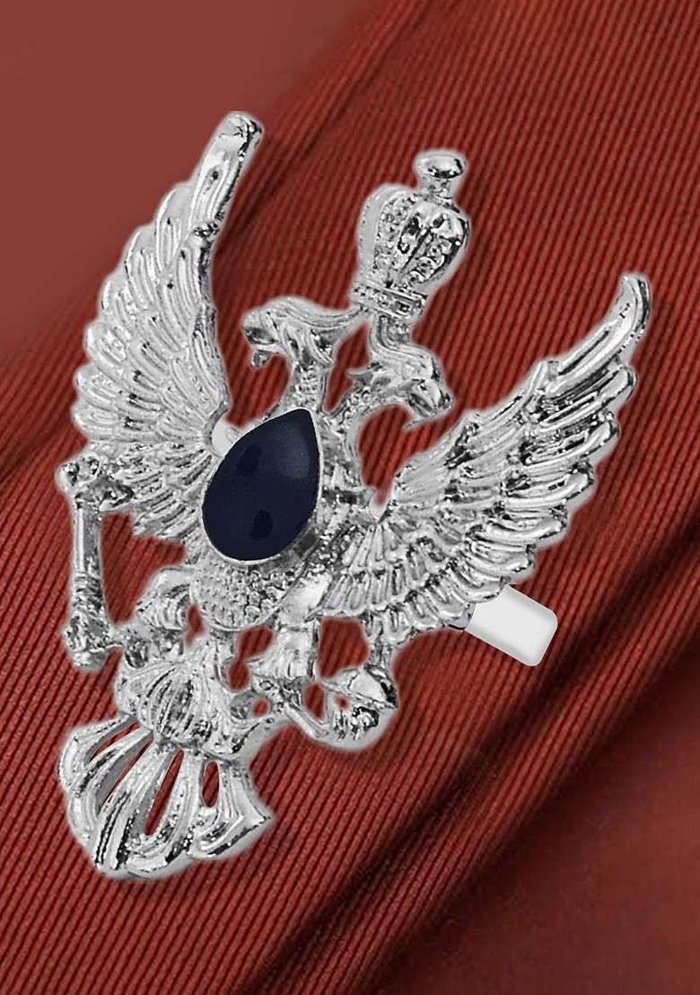 Men Real Stones Studded Tie Clip Statement Brooch - Indya