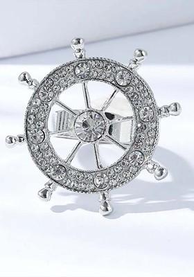 Men Silver Zircon Studded Tie Clip Statement Brooch