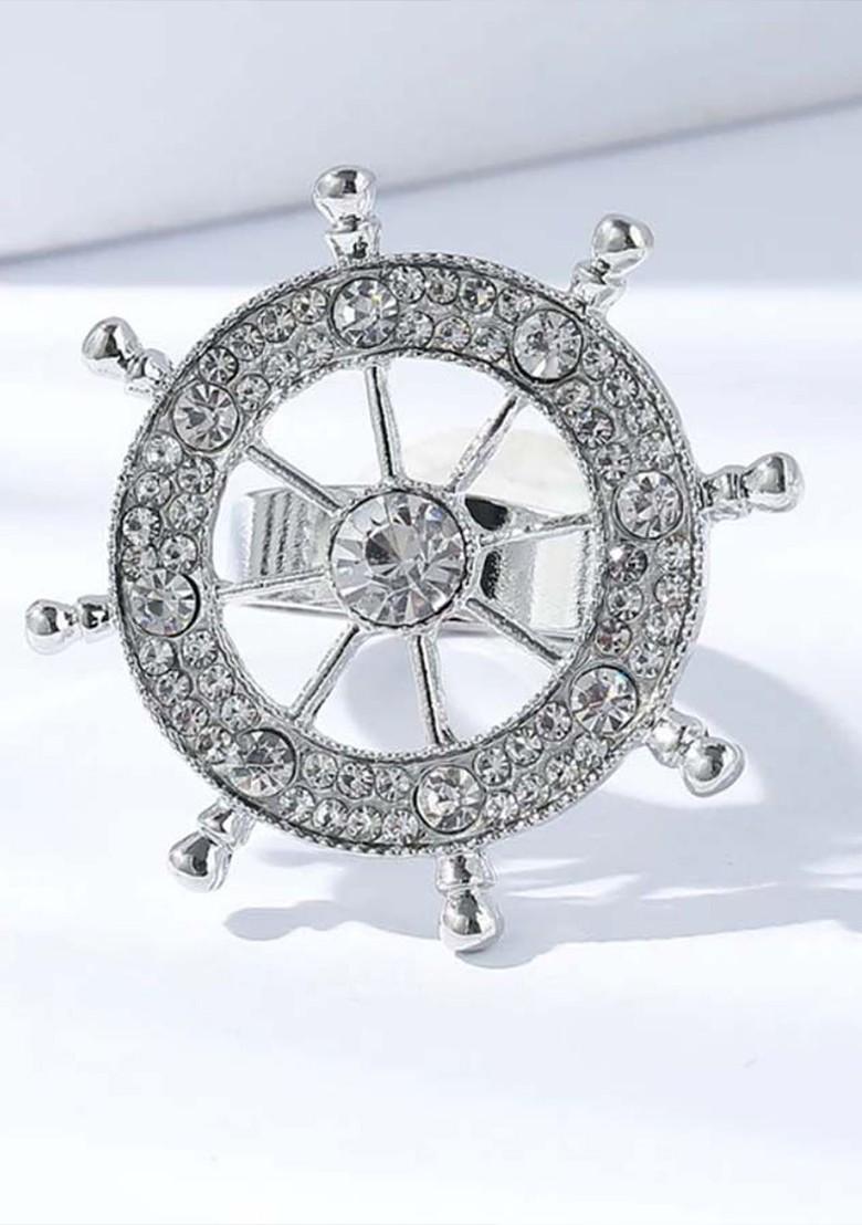 Men Silver Zircon Studded Tie Clip Statement Brooch