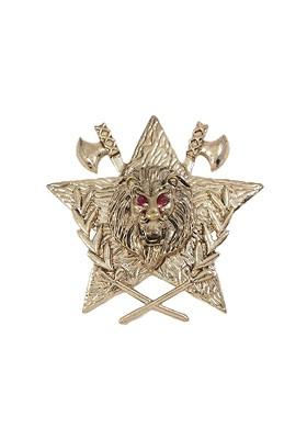 Men Gold Toned Magestic Roar Lion Face Brooch