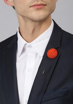 Men Orange Floral Brooch Lapel Pin