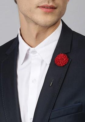 Men Red Floral Brooch Lapel Pin