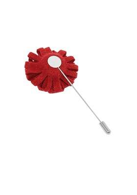 Men Red Floral Brooch Lapel Pin - Indya