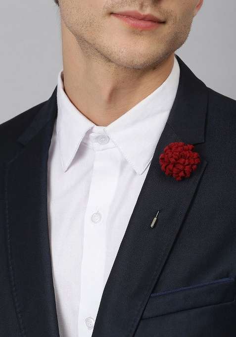 Men Red Floral Brooch Lapel Pin