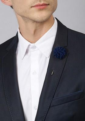 Men Blue Floral Brooch Lapel Pin