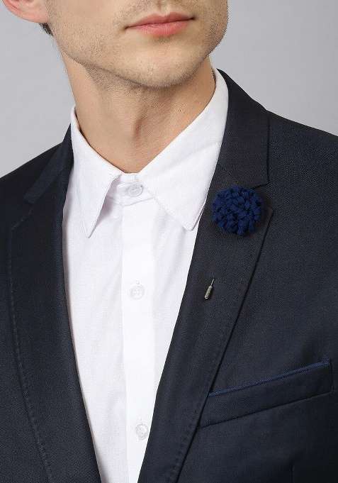 Men Blue Floral Brooch Lapel Pin