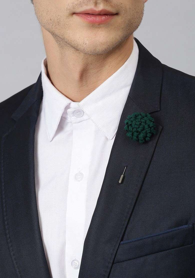 Men Green Floral Brooch Lapel Pin - Indya