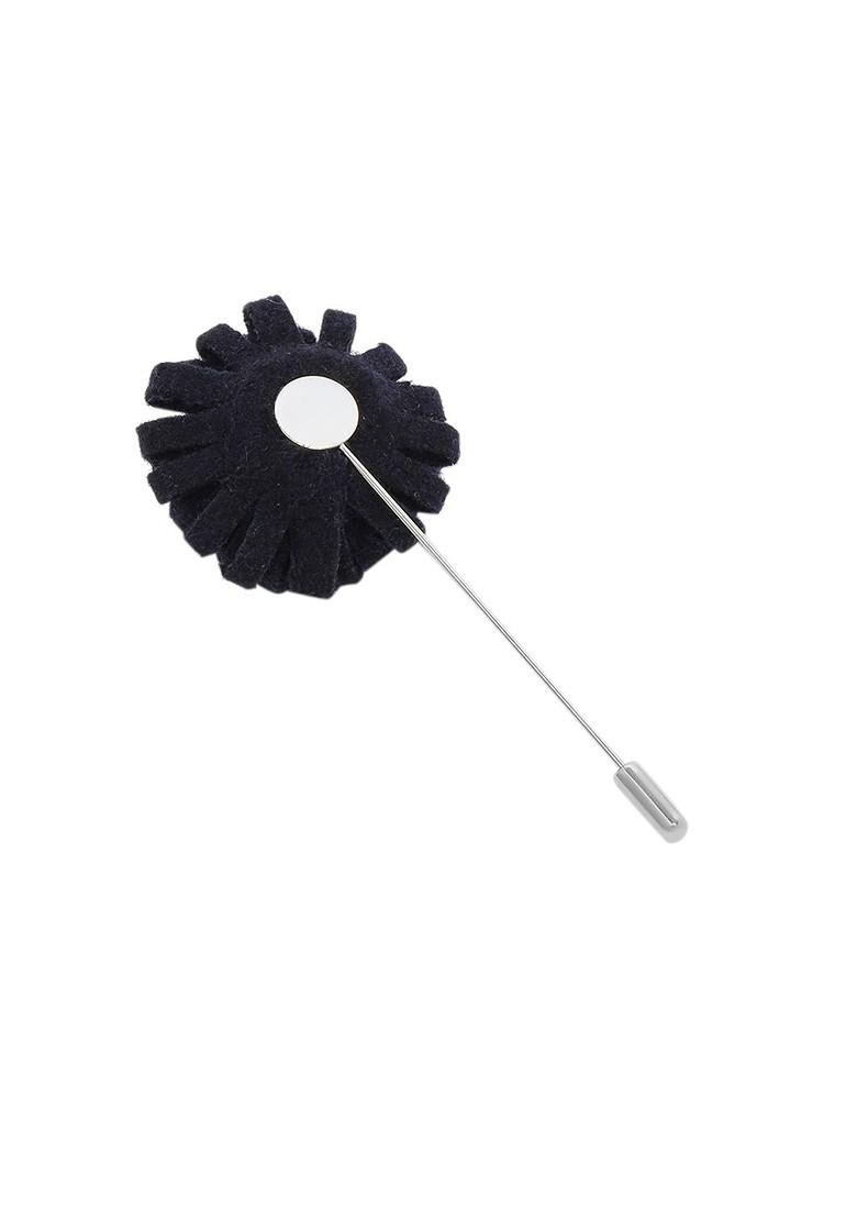 Men Navy Blue Solid Lapel Pin