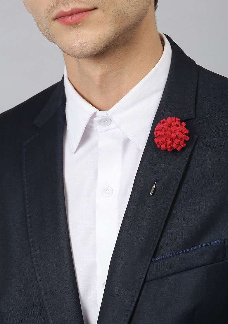 Men Red Lapel Pin Brooch - Indya