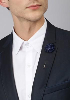 Men Blue Metal Brooch