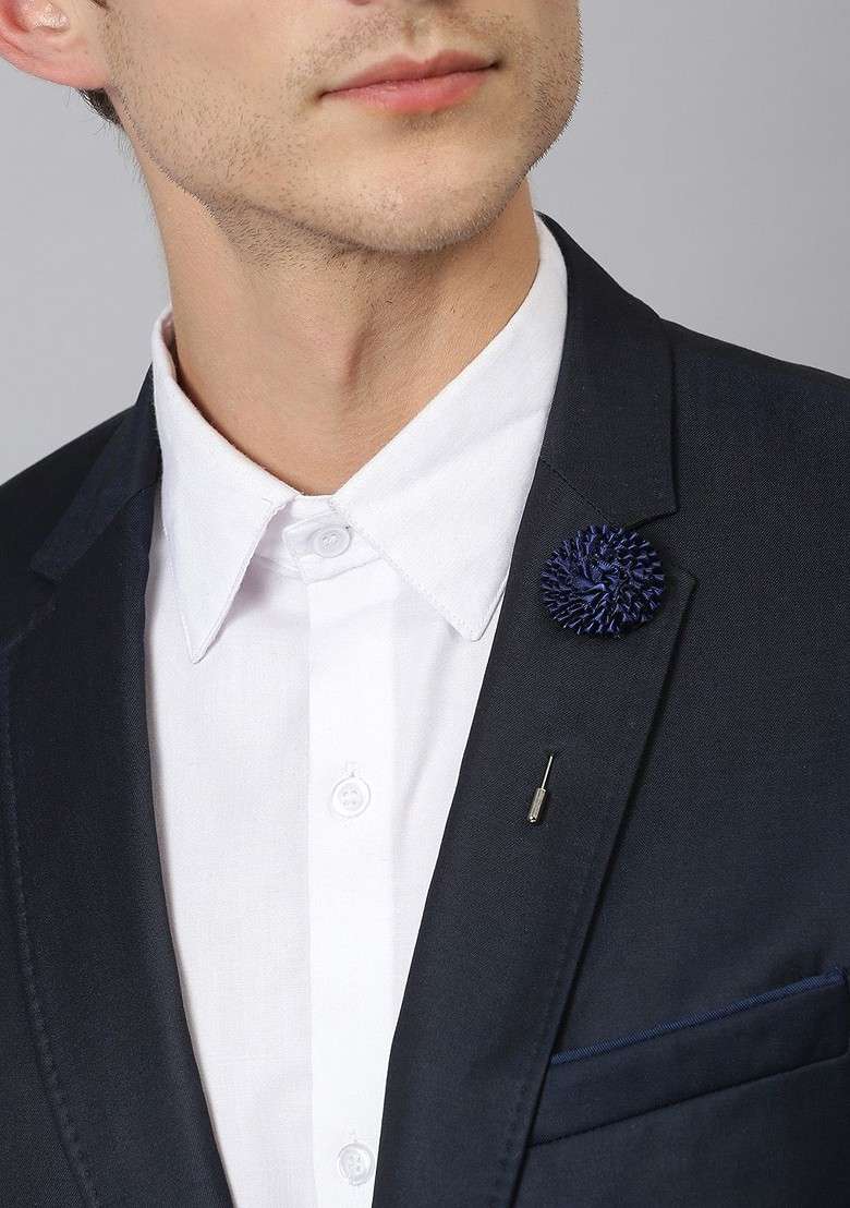 Men Blue Metal Brooch - Indya