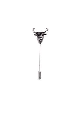 Men Silver Toned Yak Lapel Pin