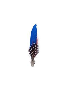 Men Silver Toned Blue Feather Lapel Pin
