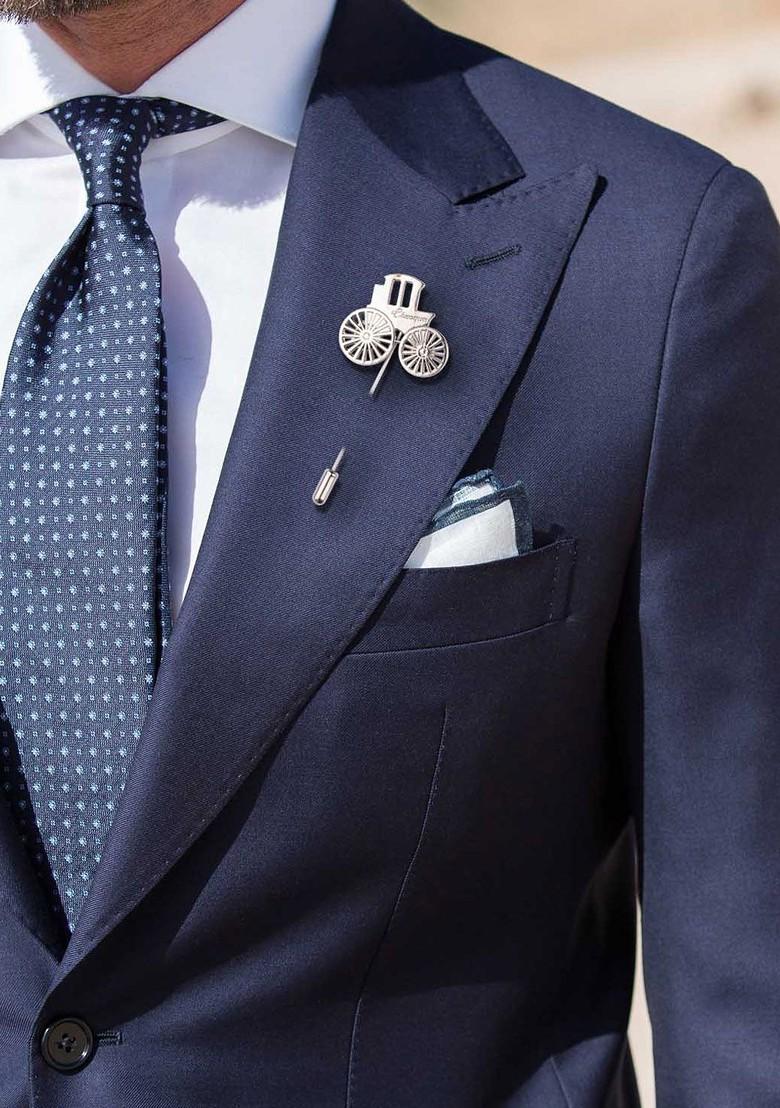 Men Silver Toned Solid Lapel Pin