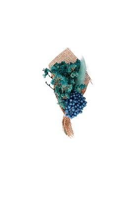 Men Teal Blue Dry Flower Wedding Boutonniere Lapel Pin