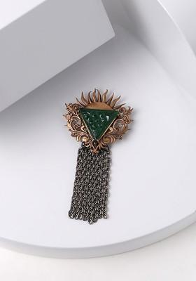 Men Metallic Gold Toned Rising Sun Brooch