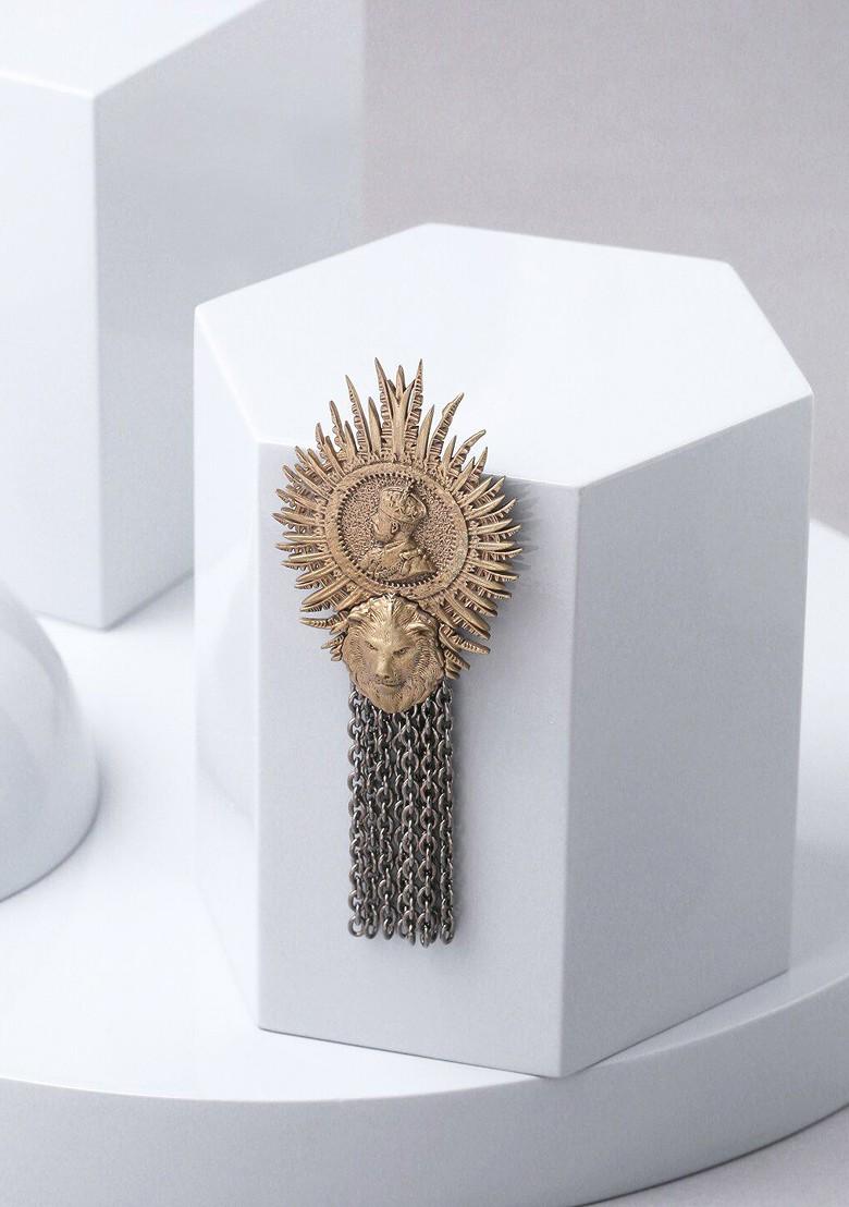 Men Gold Toned Silver Toned Majesty King Brooch