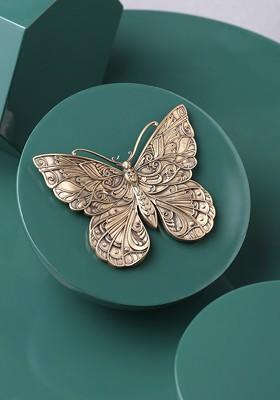 Men Gold Toned Metallic Glorious Butterfly Brooch