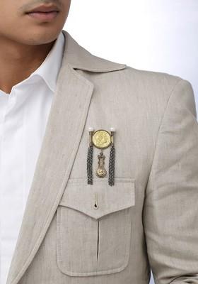 Men Brass Denarius Coin Brooch