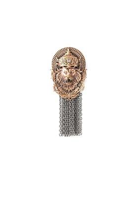 Men Gold Toned Metallic Stone Studded Lion King Brooch