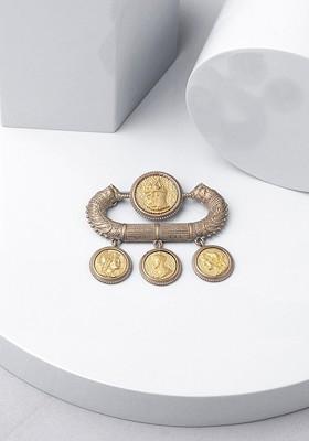 Men Gold Classical Coin Brooch