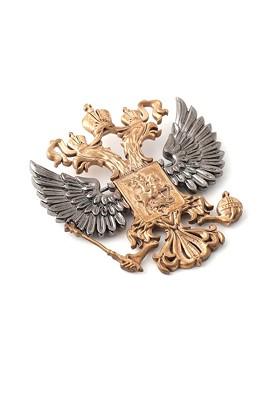 Men Metallic Gold Toned Antique State Emblem Brooch
