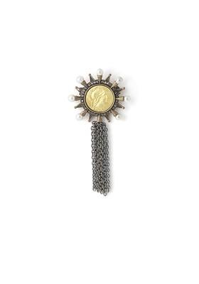 Men Gold Toned Metallic Beaded The Ancient Roman Brooch