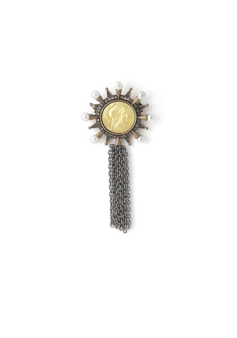 Men Gold Toned Metallic Beaded The Ancient Roman Brooch