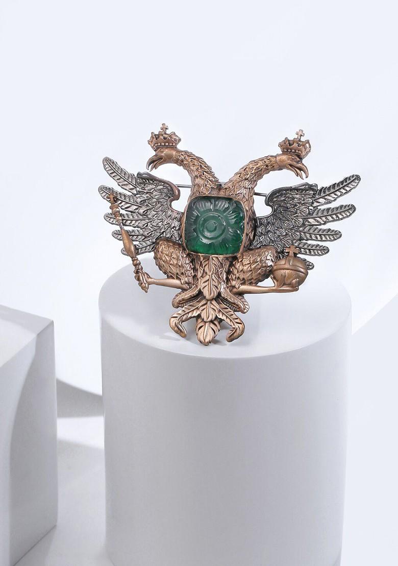 Men Gold Toned Metallic Stone Studded Brooch