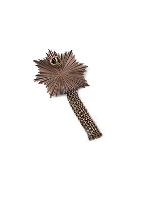 Men Metallic Artificial Stone Studded Beaded Buddha Brooch