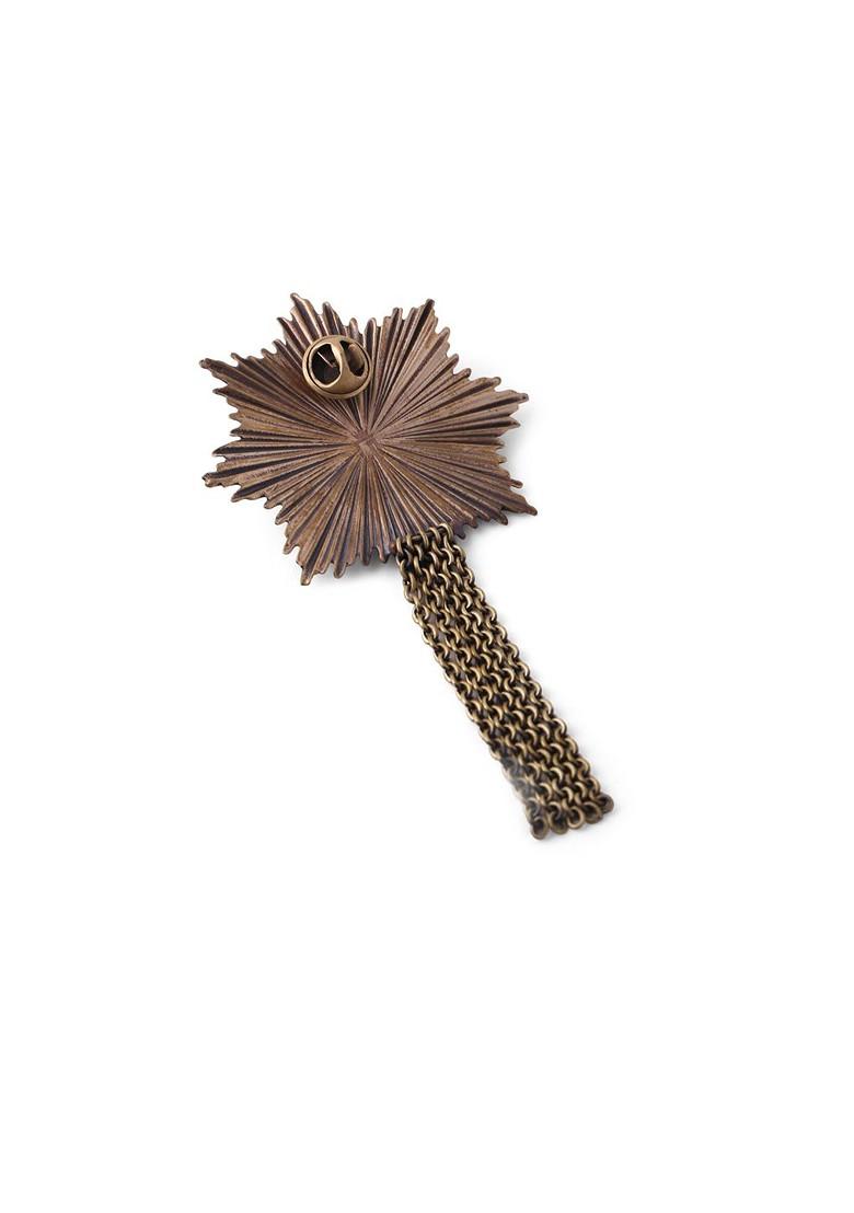 Men Metallic Artificial Stone Studded Beaded Buddha Brooch