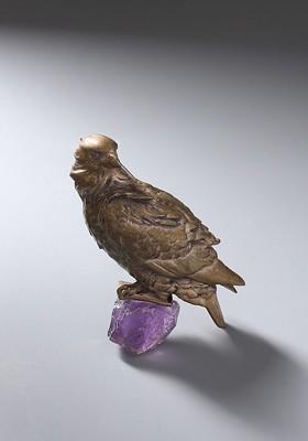 Men Metallic Toned Amethyst Embellished The Eagle Brooch