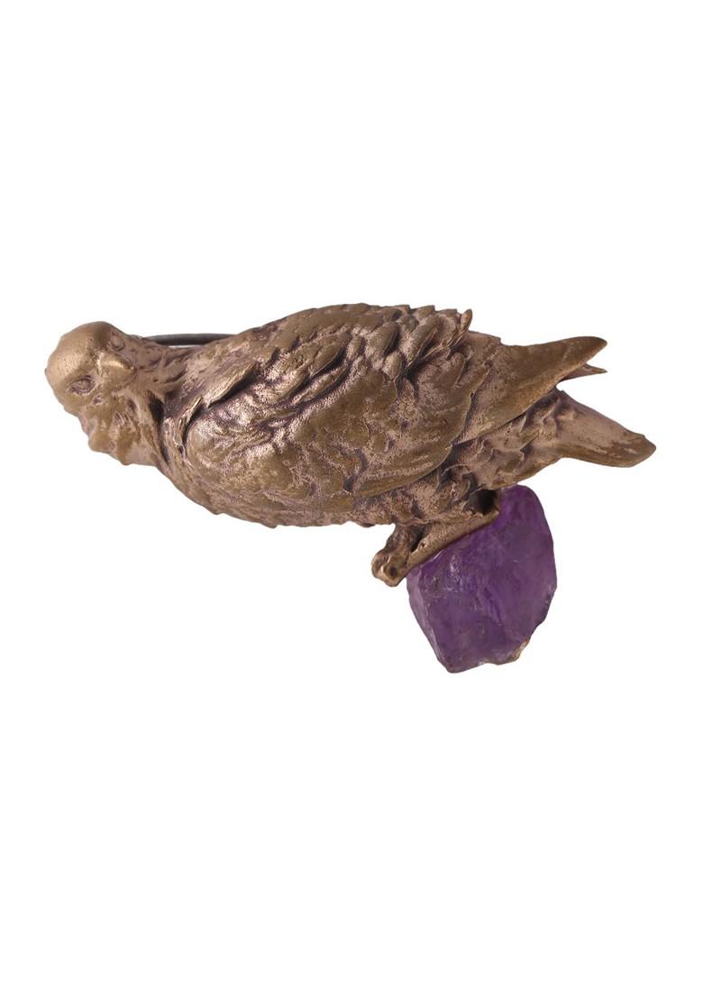 Men Metallic Toned Amethyst Embellished The Eagle Brooch