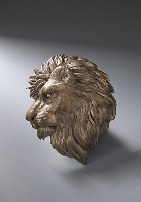 Men Antique Gold Toned Lion Brooch