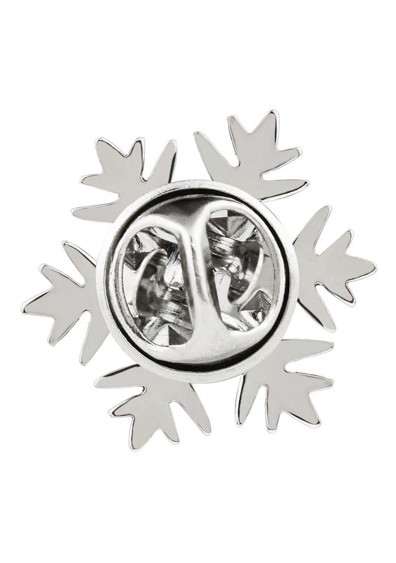 Silver Toned White Crystal Studded Brooch Lapel Pin