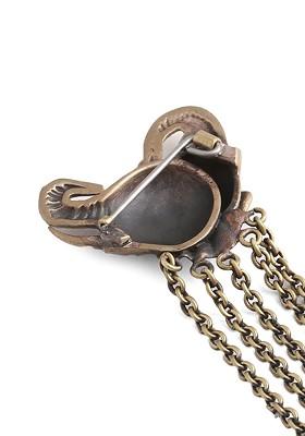 Men Gold Toned The Dual Headed Elephant Statement Brooch