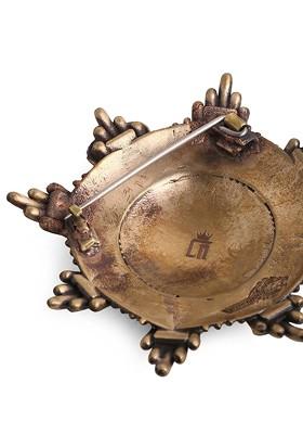 Men Gold Toned Blue Enamelled The Emblem Statement Brooch